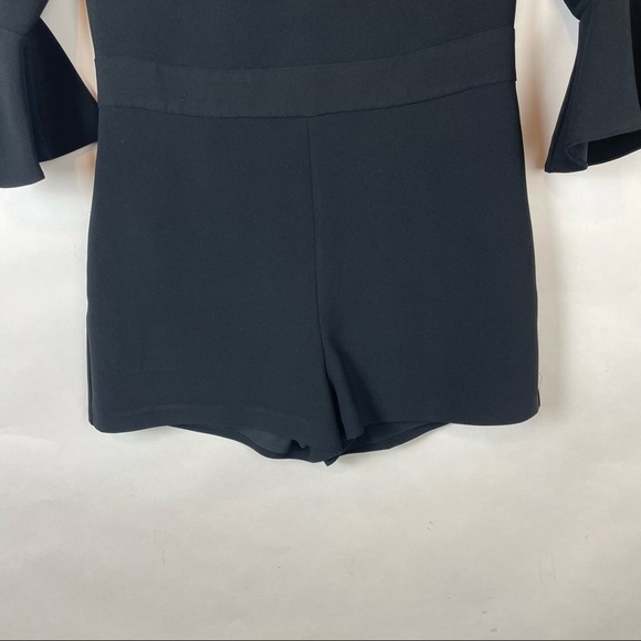 Sail To Sable STS Woman’s Size 4  Black Romper 3/4 Bell Sleeves Preppy - Picture 6 of 8
